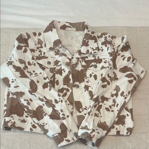 Altar’d State Cow Print Jean Jacket